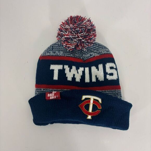 MLB Minnesota Twins Baseball Navy Blue Pom Pom Winter Hat - Picture 1 of 2